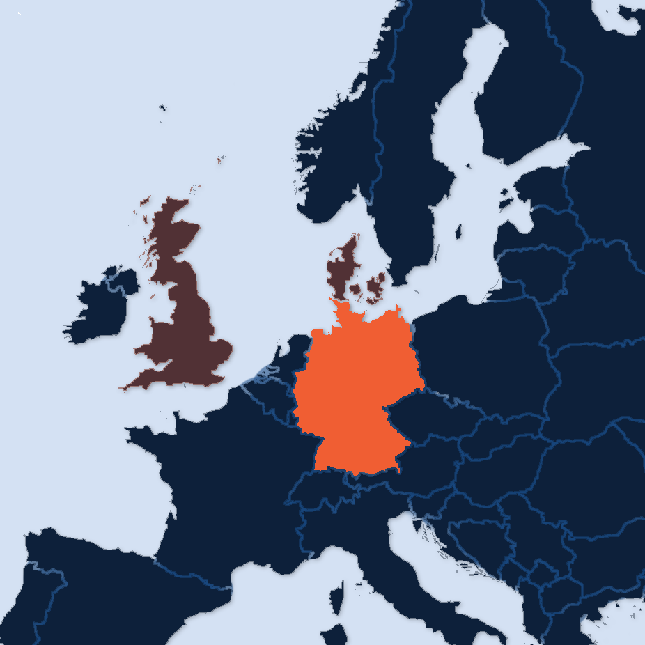 map of europe with germany highlighted